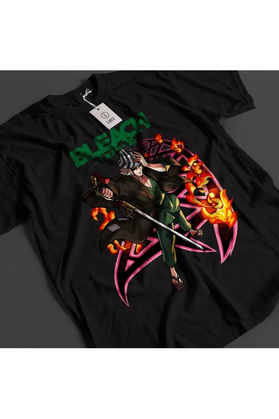 VINTAGE Anime Bleach Anime Shirt Urahara T-Shirt Ichigo Bankai Black Size S - 5XL