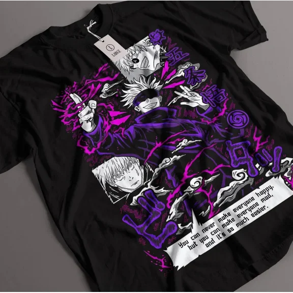 VINTAGE Anime Jujutsu Kaisen Gojo Satoru Black T Shirt Size S - 5XL #2