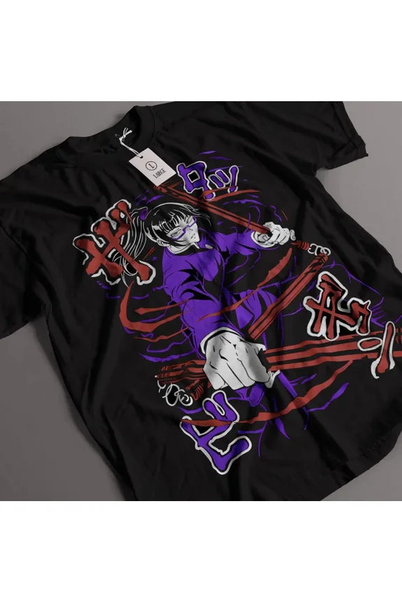 VINTAGE Anime Jujutsu Kaisen Maki Zenin Black T Shirt Size S - 5XL