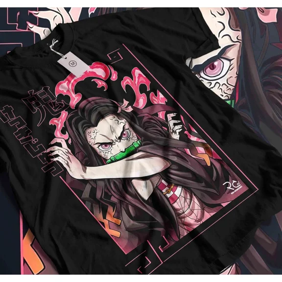 VINTAGE Anime Kimetsu No Yaiba Nezuko Demon Black T-Shirt