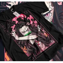 VINTAGE Anime Kimetsu No Yaiba Nezuko Demon Black T-Shirt