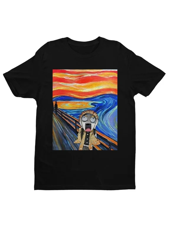 VINTAGE Anime Zenitsu Scream Black T Shirt Size S - 5XL