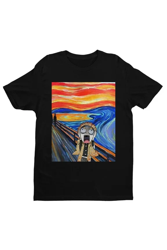 VINTAGE Anime Zenitsu Scream Black T Shirt Size S - 5XL