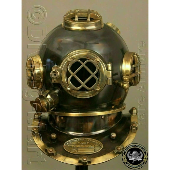 VINTAGE BOSTON NAVY MARK V STEEL COPPER DIVING DIVERS HELMET SCUBA DEEP SEA SCA