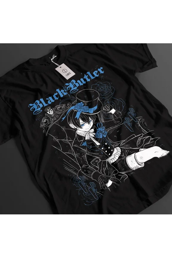 VINTAGE Black Butler T-Shirt Ciel Phantomhive Shirt Sebastian T-Shirt Yana Anime Tshirt