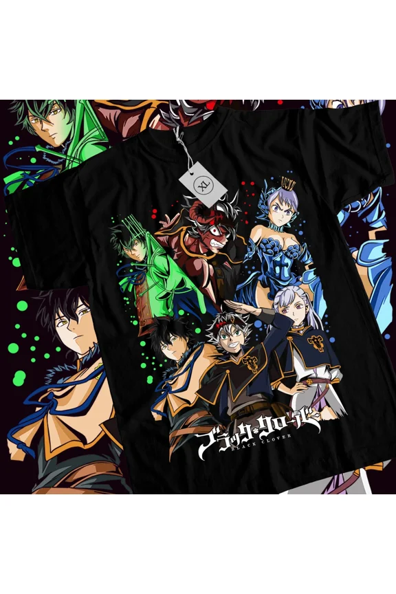 VINTAGE Black Clover Asta Yuno T-shirt Comic,Bull,Magic,Demon,Yami,Anime T-Shirt Black