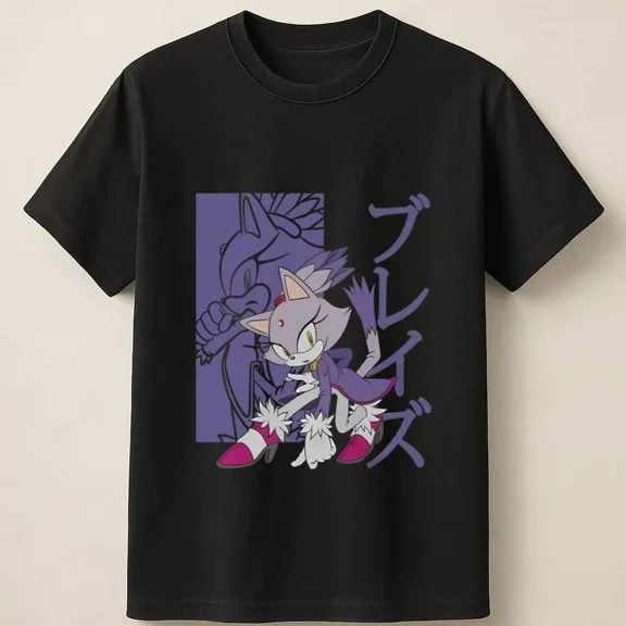VINTAGE Blaze The Cat With Japanese Lettering Unisex T Shirt