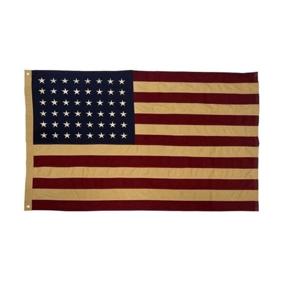 VINTAGE COTTON 48 STAR AMERICAN FLAG - 3 X 5 OLD GLORY SEWN AND EMBROIDERED USA