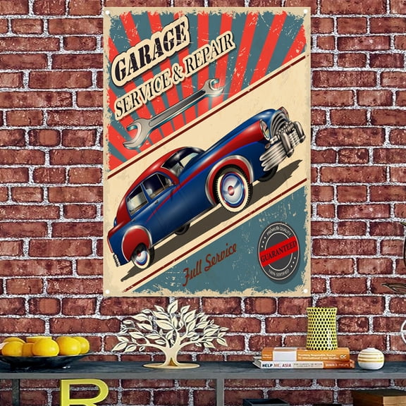 VINTAGE Cars SERVICE & REPAIR Poster Wall Decor Banners Wall Charts Motorcycle Art Flag For Garage Gas Station Auto Repair Shop 38" x 57"