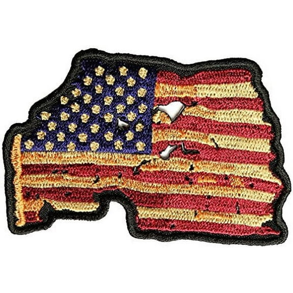 VINTAGE DISTRESSED AMERICAN FLAG PATCH - Color - Veteran Owned Business.