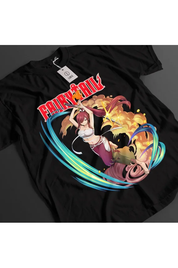 VINTAGE Fairy Tail Shirt Erza Scarlet Tshirt NatsuT-Shirt Lucy Top Gray Happy Anime Tee