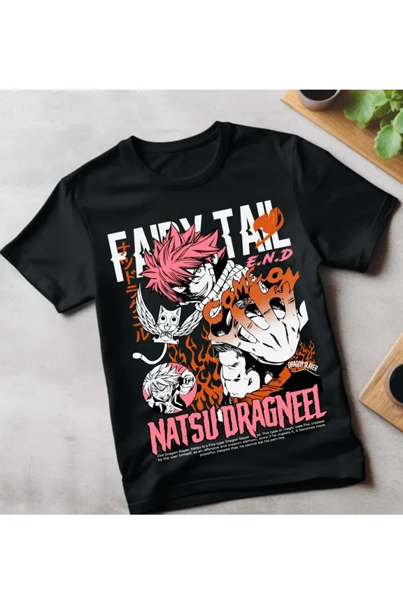 VINTAGE Fairy Tail T-shirt Gray Fullbuster Natsu Dragneel Girl Anime Gift Shirt All Size