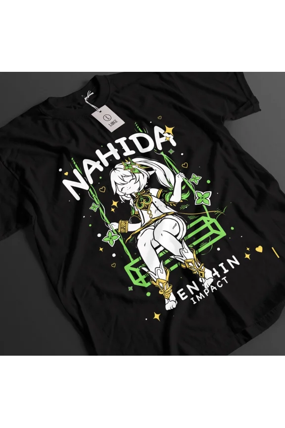 VINTAGE Genshin Impact Shirt Nahida Tshirt Ei T-Shirt Xiao Top Hu Tao Kazuha Anime Tee