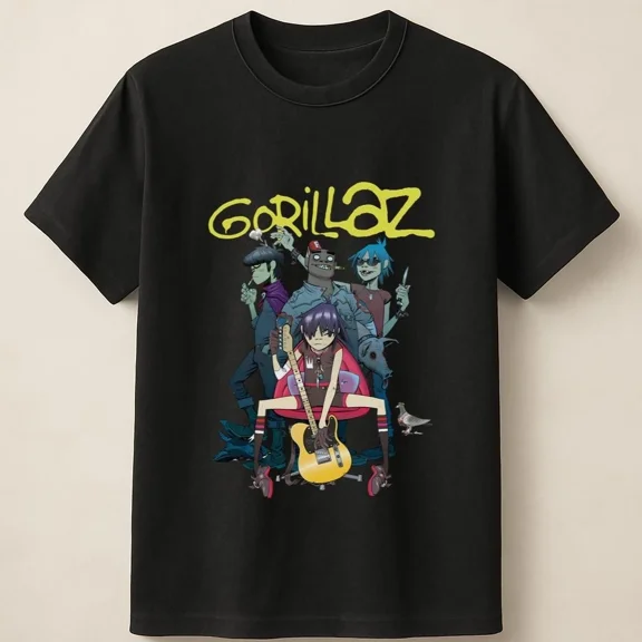 VINTAGE Gorillaz Colorful Character Art with Electric Vibe Unisex T Shirt