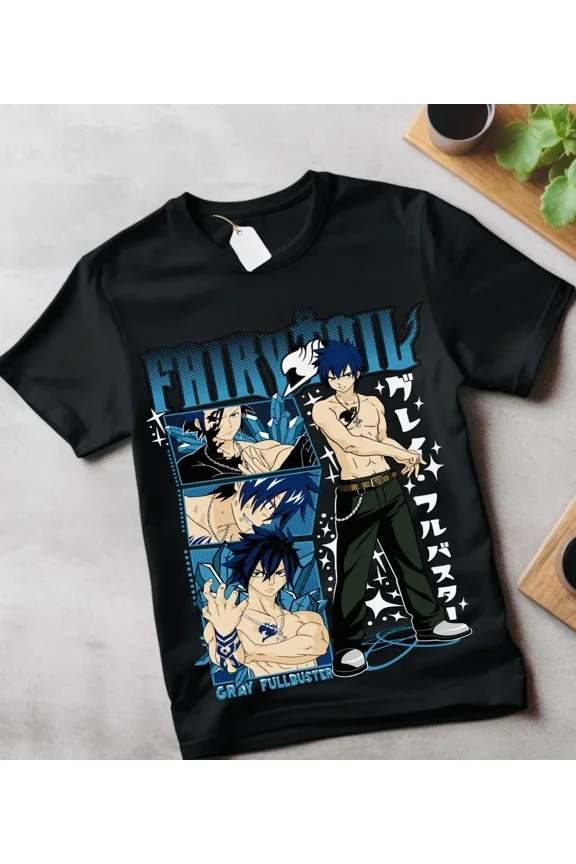 VINTAGE Gray Fullbuster Natsu T-shirt Fairy Tail Dragneel Girl Anime Gift Shirt gifts