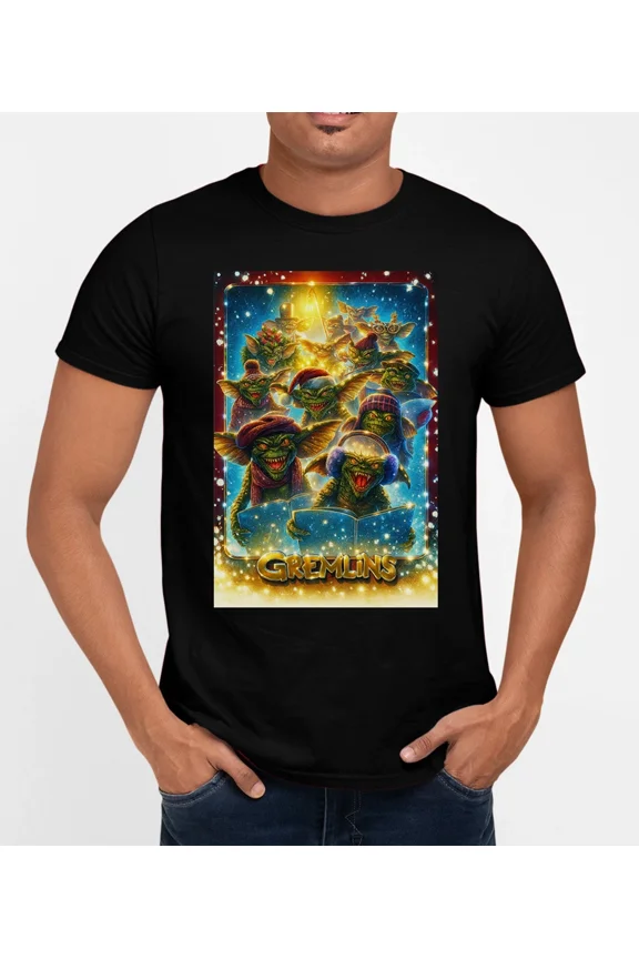VINTAGE Gremlins Poster Horror T-Shirt Cool Retro Movie Film Classic Tee Gift Xmas