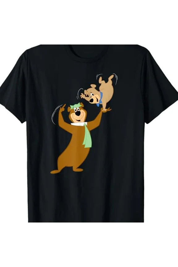 VINTAGE HOT NEW Yogi and Boo Boo black T-shirt short sleeve All sizes XB240