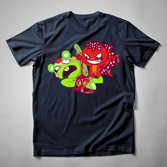 VINTAGE Happy tree friends flaky and nutty Funny Cartoon Unisex Tee Gift For Fan S-5XL