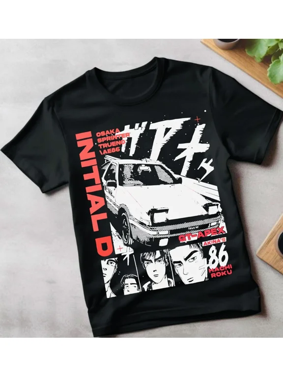 VINTAGE Initial D Itsuki Fujiwara T-Shirt Anime Manga Movie Unisex Black Shirt All Size