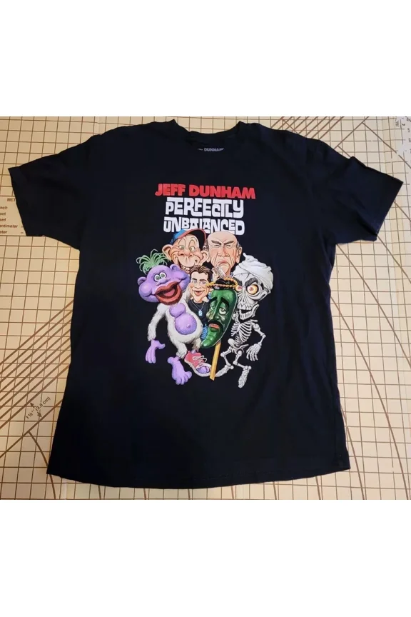 VINTAGE Jeff Dunham Perfectly Unbalanced Tour Men's Large Black T-Shirt Fun Comics