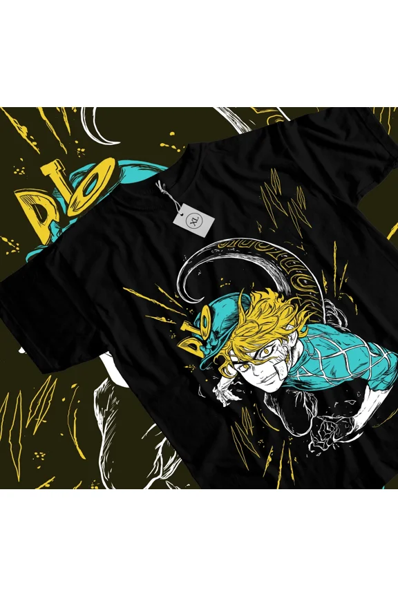 VINTAGE Jojo S Bizarre Diego Brando T-shirt Anime Manga Graphic Tee All Size Black Shirt