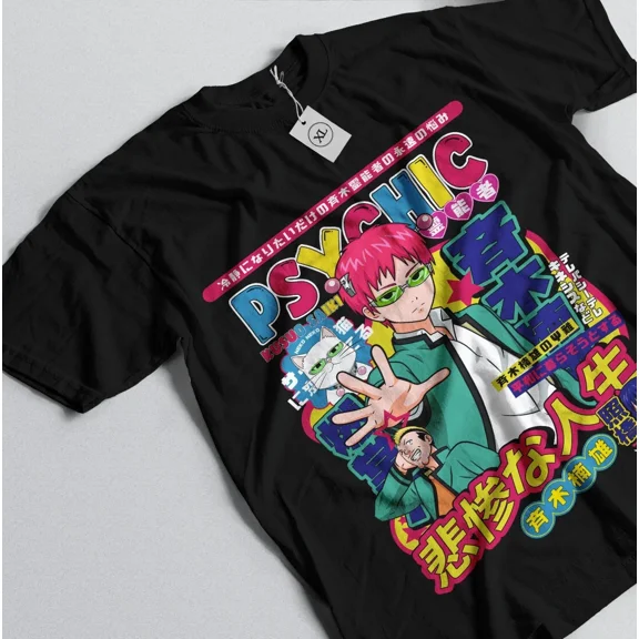 VINTAGE Kusuo Saiki T-Shirt The Disastrous Life Of Saiki K Gift T-Shirt - Black