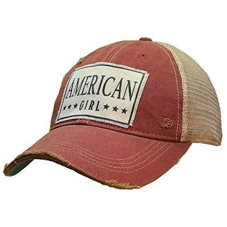 VINTAGE LIFE American Girl Red Distressed Trucker Hats Cute Baseball Caps with Funny Sayings Walmart