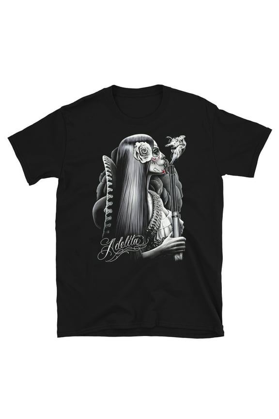 VINTAGE LOWRIDER ART CHOLO CHOLA LATIN ART Short-Sleeve Unisex T-Shirt (L)