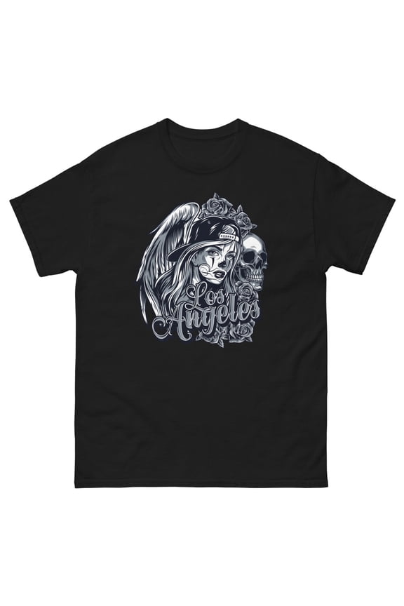 VINTAGE LOWRIDER STYLE 90S OLD SCHOOL GANGSTER CHOLO CHOLA Men's classic tee (Black, L)