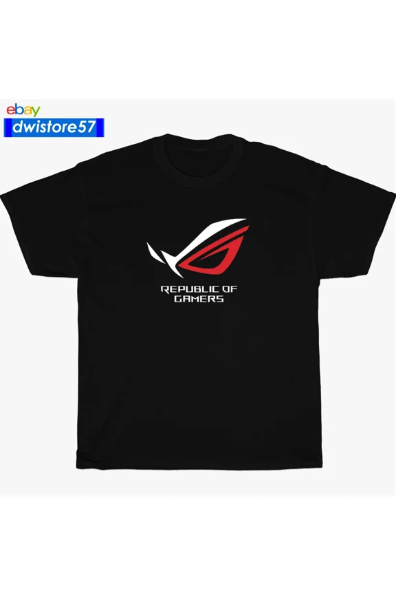 VINTAGE New ASUS ROG Republic of Gamers Logo Black/Navy/White/Grey Men's T-Shirt S-5XL