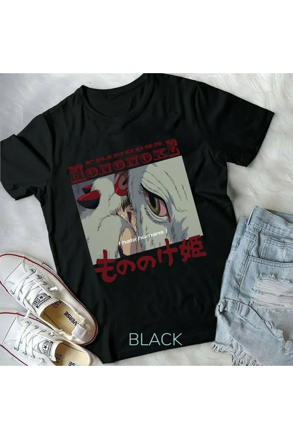 VINTAGE Princess Mononoke Studio Ghibli Anime New Unisex T-shirt - Black