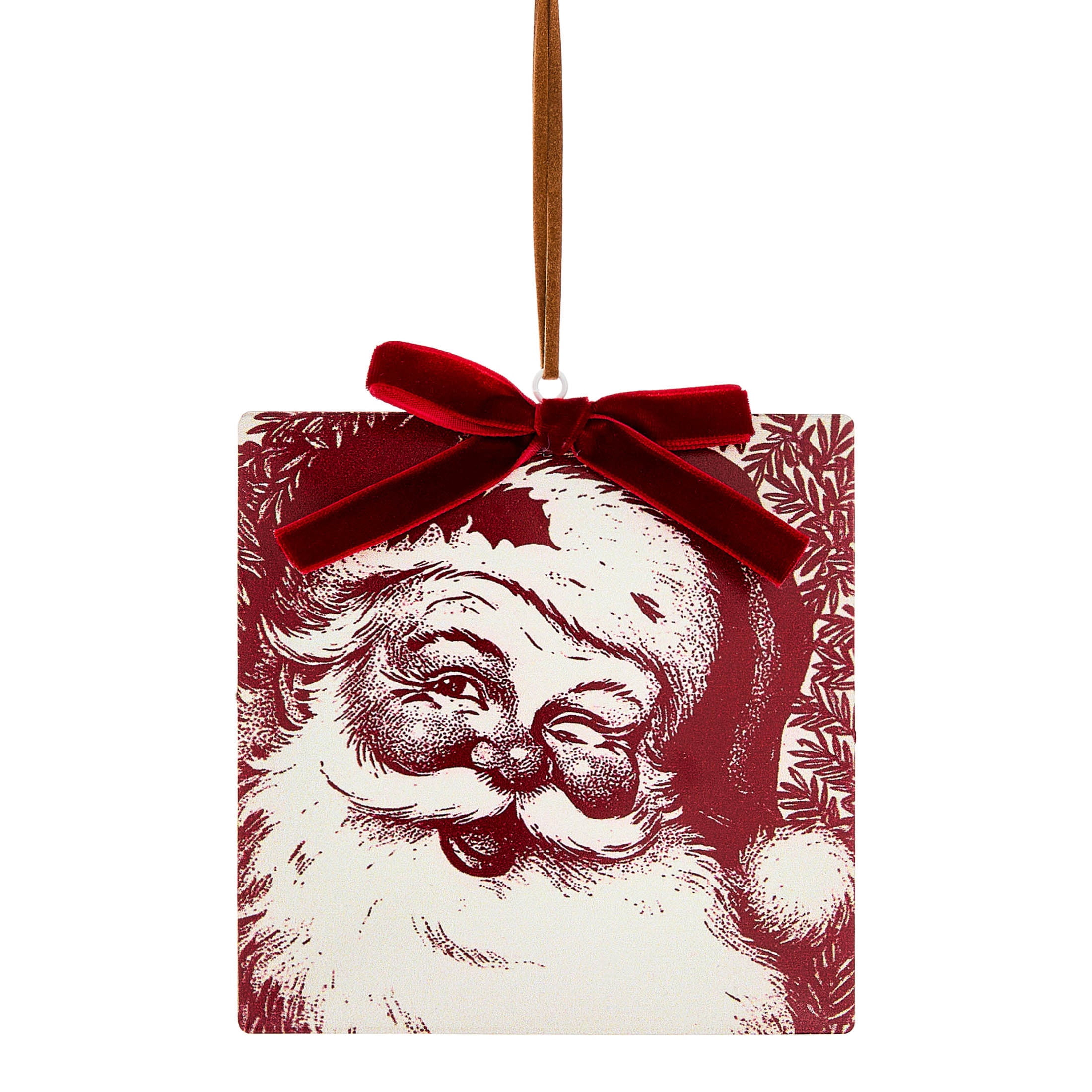 Red and White Metal Santa Square Christmas Ornament, 4.8", by Holiday Time