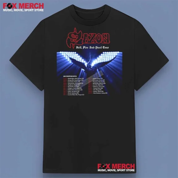 VINTAGE SAXON Hell Fire And Steel Tour 2025 Shirt