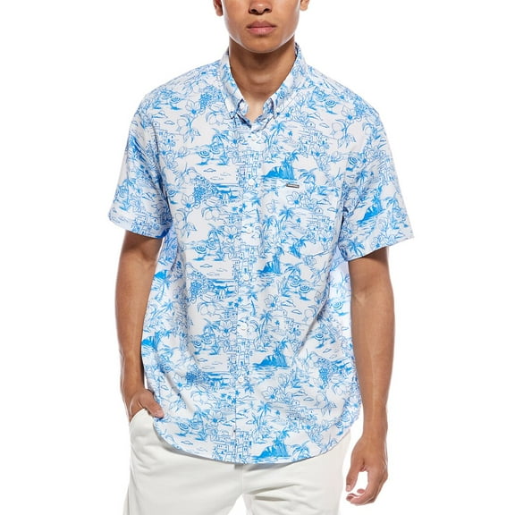 VINTAGE SUMMER mens  Performance Shirt, s, Blue