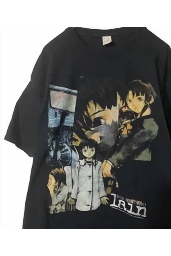 VINTAGE Serial Experiments lain T-shirt Vintage black anime Japan