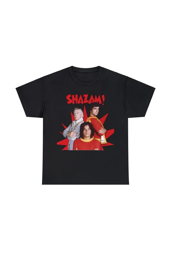 VINTAGE Shazam Heavy Cotton Tee, Michael Gray as Billy Batson, Les Tremayne as Mentor