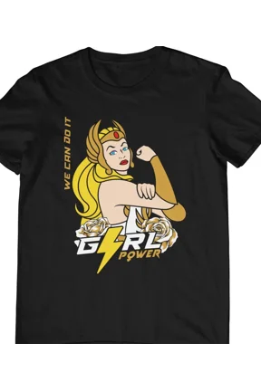 VINTAGE She Ra Princess power girl T-shirt black All sizes Unisex S-5Xl XB406