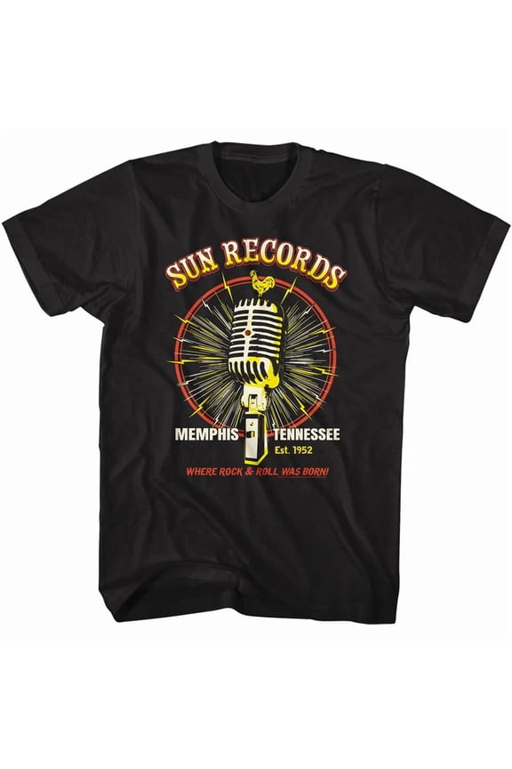 VINTAGE Sun Record Microphone Burst Men's T-Shirt Memphis TN Where Rock n Roll was Born