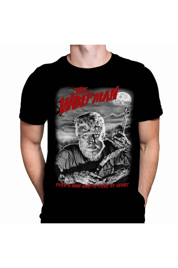 VINTAGE THE WOLF MAN - HORROR MOVIE T-SHIRT / UNIVERSAL MONSTERS / 1940'S RETRO HORROR