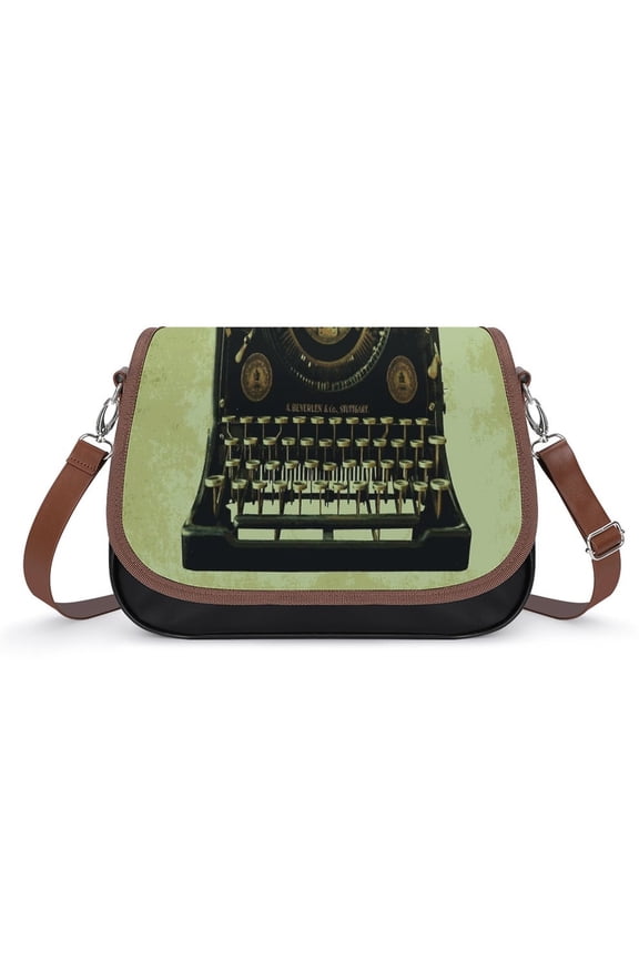 VINTAGE TYPEWRITER Pop Art Vintage Crossbody Bag for Women Medium Leather Hobo Bags Shoulder Bag Classic City Leather Satchels