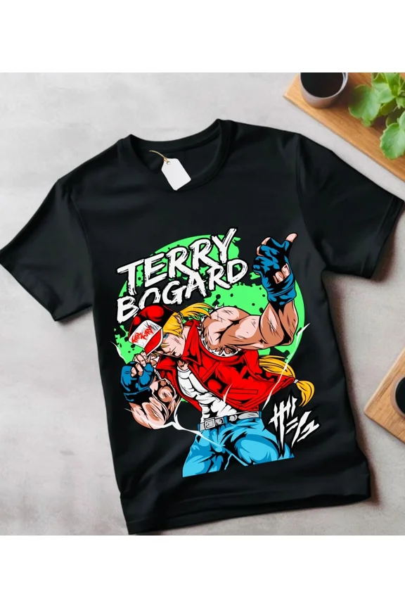 VINTAGE Terry Bogard Fatal Fury King Of Fighters T-Shirt Anime Funny Gift Shirt All Size