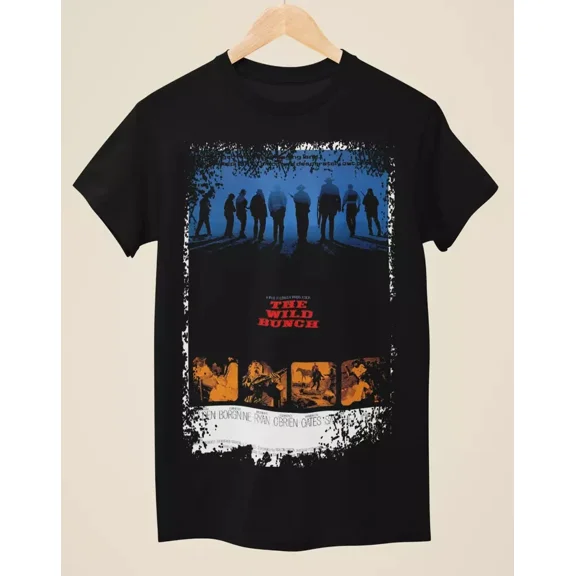 VINTAGE The Wild Bunch - Western Movie Poster inspired Unisex Black T-Shirt.webp