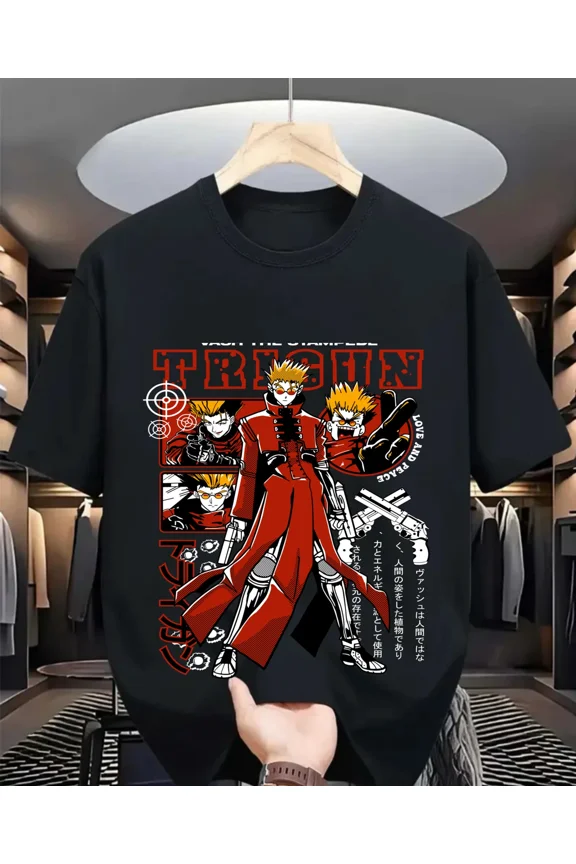 VINTAGE Trigun T-shirt Vash The Stampede Moon Funny COMEDY Girl Anime Manga Gift Shirt