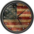thumbnail image 1 of VINTAGE US FLAG Wall Clock american patriot stars stripes gift, 1 of 1