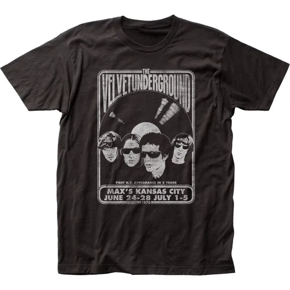 VINTAGE Velvet Underground Velvet Vinyl Mens T Shirt Rock and Roll Classic Tee New Black