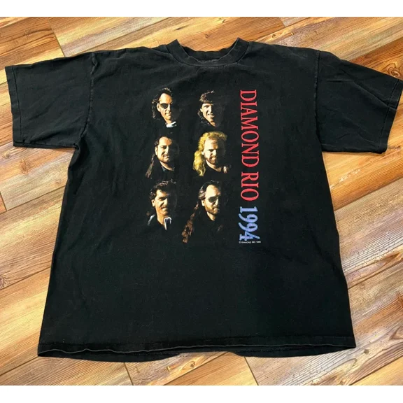 VINTAGE Vintage 1994 Diamond Rio Black Concert T-shirt size S-5XL