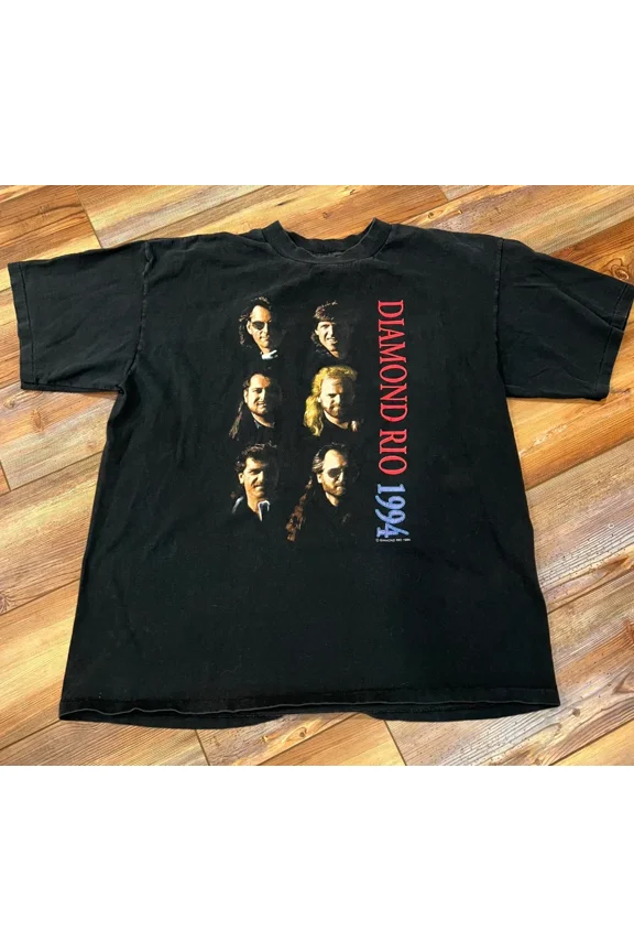 VINTAGE Vintage 1994 Diamond Rio Black Concert T-shirt size S-5XL
