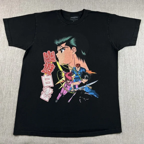 VINTAGE Vintage Yu Yu Hakusho Yusuke T-Shirt Retro 90s Shonen Anime Tee Black
