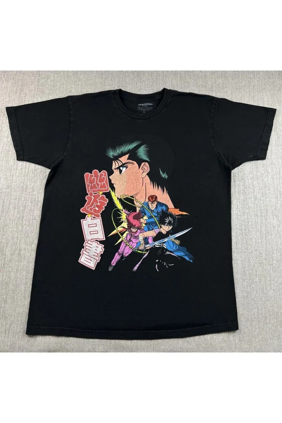VINTAGE Vintage Yu Yu Hakusho Yusuke T-Shirt Retro 90s Shonen Anime Tee Black