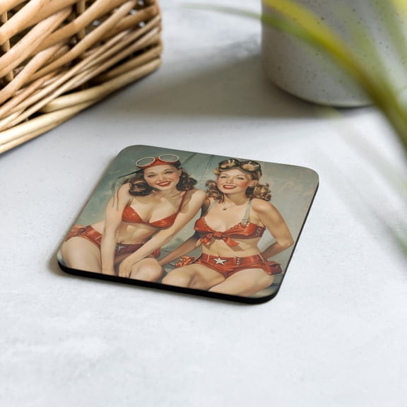 VINTAGE WWII PIN-UP MODELS - Collect The Whole Set - Cork-back coaster
